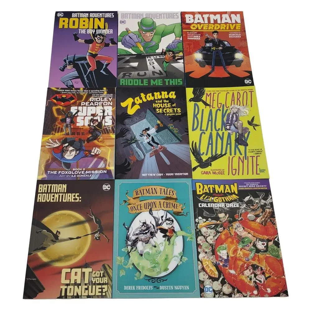 Lot of 9 DC Kids Graphic Comic Novels Batman Robin Super Sons Black Canary New